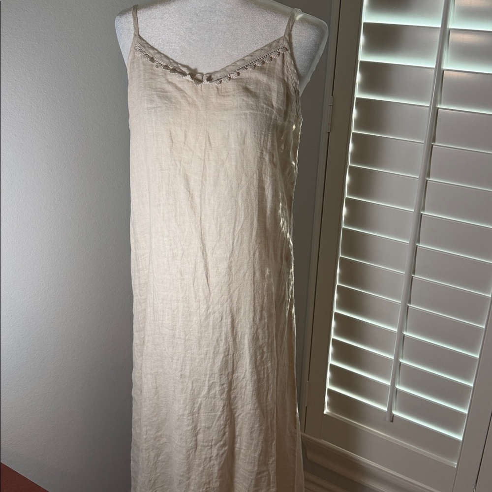 NWT small Sand/ Cream Women's Terzo Millennio Linen dress beach - Picture 3 of 8